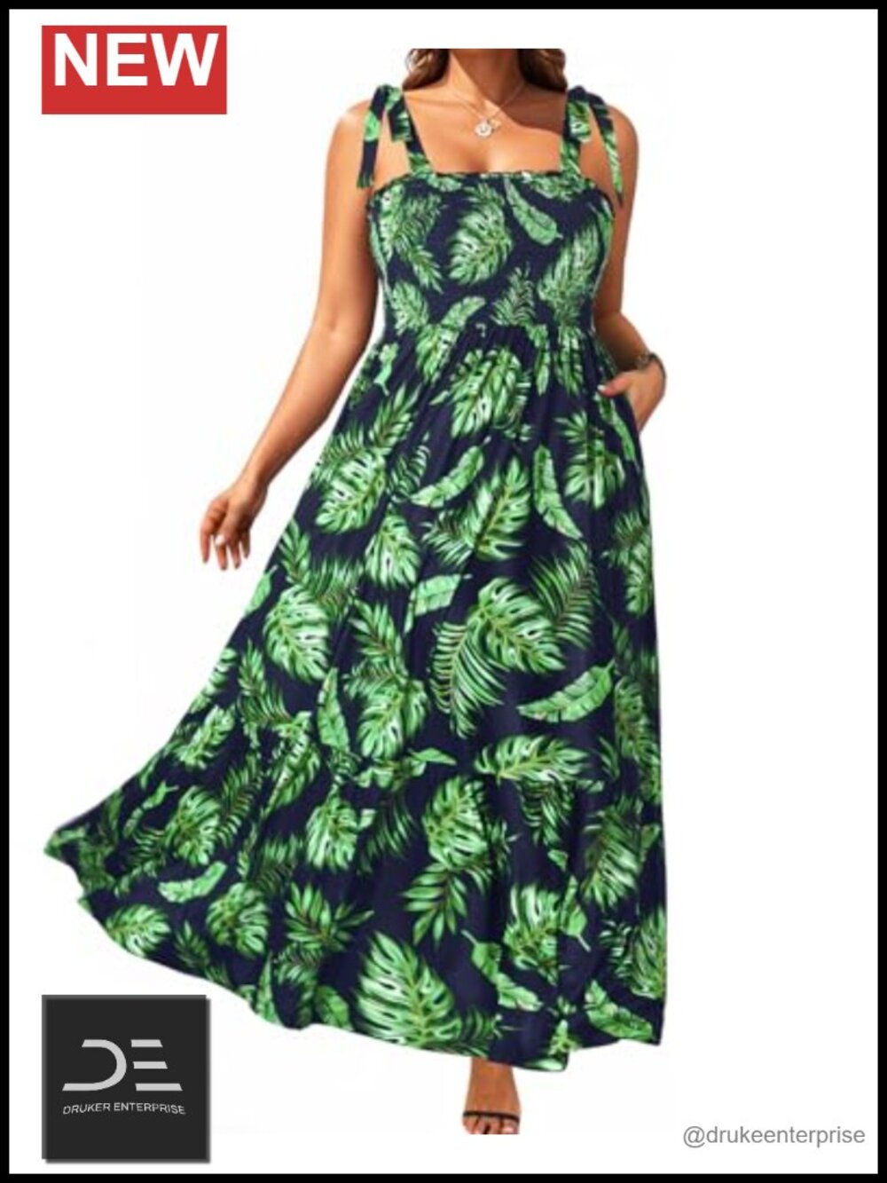 Plus Size Summer Maxi Dress Smocked Boho Sundress Sleeveless Tiered